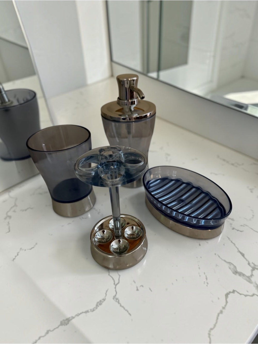 Light Blue Bathroom Accessory Set - 4 Piece